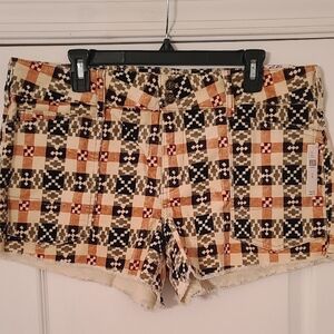 Pilcro And The Letterpress Plaid Cord Shorts Size 32